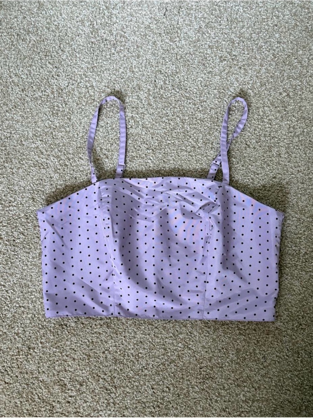 Old Navy Lilac Polka Dot Crop Tank Top - Black Dots